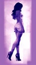 Vintage Glam Silhouette: Woman with Pin-up Style Ankle Boots on Modern Poster.