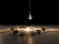 vintage glass light bulb lampson ther concret floor Royalty Free Stock Photo