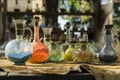 Vintage glass vials and bottles alchemy