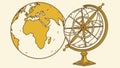 Vintage Globe and Armillary Sphere World Exploration, vector design Generative AI Royalty Free Stock Photo