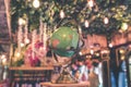 Vintage globe close up in the antique store on Bali island, Indonesia. Royalty Free Stock Photo
