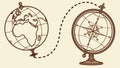 Vintage globe and compass, classic exploration vector illustration for education, vector design Generative AI Royalty Free Stock Photo