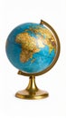 Vintage Globe Isolated on White Background with a Gold Base and Supporting Frame Education Concept Royalty Free Stock Photo