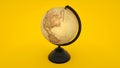 Vintage globe isolated on yellow background. 3d rendering Royalty Free Stock Photo