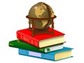 Vintage globe on a stack of books. Learning and travel concept Isolated on white background Royalty Free Stock Photo