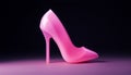 Vintage Glow with Pink High Heel Shoe, Shopping Concept. Boutique, Stripper, Black Friday Template. Shiny Neon Poster