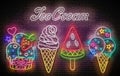 Vintage Glow Poster with Different Ice Creams