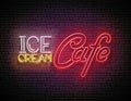 Vintage Glow Signboard with Ice Cream CafÃÂ© Inscription