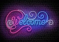 Vintage Glow Signboard with Welcome Inscription