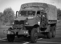 Vintage Military Truck B/W Royalty Free Stock Photo