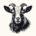 Vintage Goat Head Illustration In Brian Mashburn Style Royalty Free Stock Photo