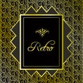 Vintage gold background. Retro style frame of 1920s