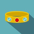 Vintage gold bangle icon, flat style