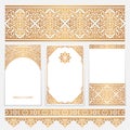 Vintage gold borders and frames on white