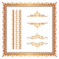 Vintage gold borders and frames on white Royalty Free Stock Photo