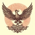 Vintage Gold Eagle Icon With Raw Energy And Symmetrical Balance