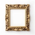 vintage gold frame in boroque style on white background, isolated object Royalty Free Stock Photo