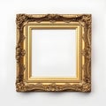 vintage gold frame in boroque style on white background, isolated object Royalty Free Stock Photo