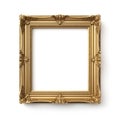 vintage gold frame in boroque style on white background, isolated object Royalty Free Stock Photo