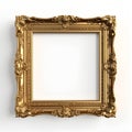 vintage gold frame in boroque style on white background, isolated object Royalty Free Stock Photo