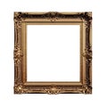 vintage gold frame in boroque style on white background, isolated object Royalty Free Stock Photo