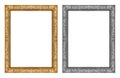 vintage gold and gray frame isolated on white background and clipping path Royalty Free Stock Photo