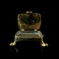 Vintage gold jewelry box on black isolated background