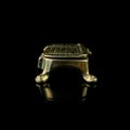 Vintage gold jewelry box on black isolated background
