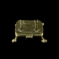 Vintage gold jewelry box on black isolated background