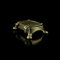 Vintage gold jewelry box on black isolated background