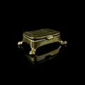 Vintage gold jewelry box on black isolated background