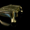 Vintage gold jewelry box on black isolated background