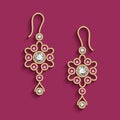 Vintage gold jewelry earrings with ruby gems