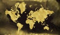 Vintage gold map on black background. Wear texture, grunge, gold patina. Template for cards, wedding invitation, posters, blogs, w Royalty Free Stock Photo