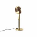 Vintage gold microphone on floor . 3d illustration