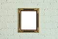 Vintage gold picture frame on white wall Royalty Free Stock Photo