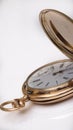 vintage gold pocket watch longines isolated on white background, Royalty Free Stock Photo