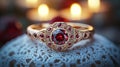 Vintage Gold and Ruby Ring Close-Up Generative AI Royalty Free Stock Photo