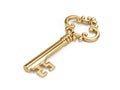 Vintage Gold Skeleton Key Isolated on White Background Royalty Free Stock Photo