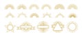 Vintage gold sunburst. Circle lines decorations, sunrise graphic elements. Hipster sunburst icons. Isolated retro badges