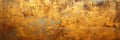 Vintage gold texture background, old worn yellow paint on metal plate. Panoramic banner of rough golden surface, abstract antique Royalty Free Stock Photo