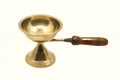 vintage golden brass diya oil lamp or vilakku with handle