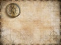 Vintage golden compass with nautical map Royalty Free Stock Photo