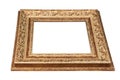 Vintage golden frame with blank space. View from side. Royalty Free Stock Photo