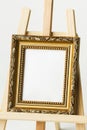 vintage golden frame easel. High quality photo Royalty Free Stock Photo