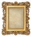 Vintage golden frame empty grunge cracked canvas Royalty Free Stock Photo