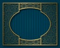 Vintage golden frame in oriental style. Brochure cover, nameplate or greeting card background template