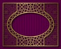 Vintage golden frame in oriental style. Label, nameplate or greeting card background template