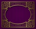 Vintage golden frame in oriental style. Label, nameplate or greeting card background template