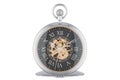 Vintage golden pocket watch with black dial face, 3D rendering